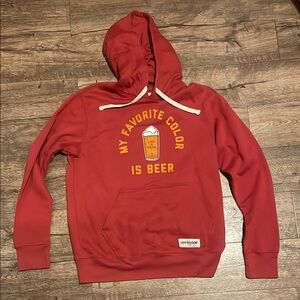 Life is good red men’s small hoodie my favorite color is beer
